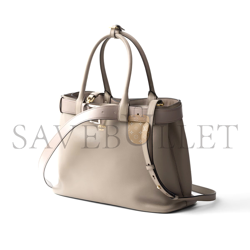 PRADA BUCKLE LARGE LEATHER HANDBAG WITH BELT 1BA416 (37.5*27.5*14cm) PRADA BUCKLE LARGE LEATHER HANDBAG WITH BELT 1BA416 (37.5*27.5*14cm)